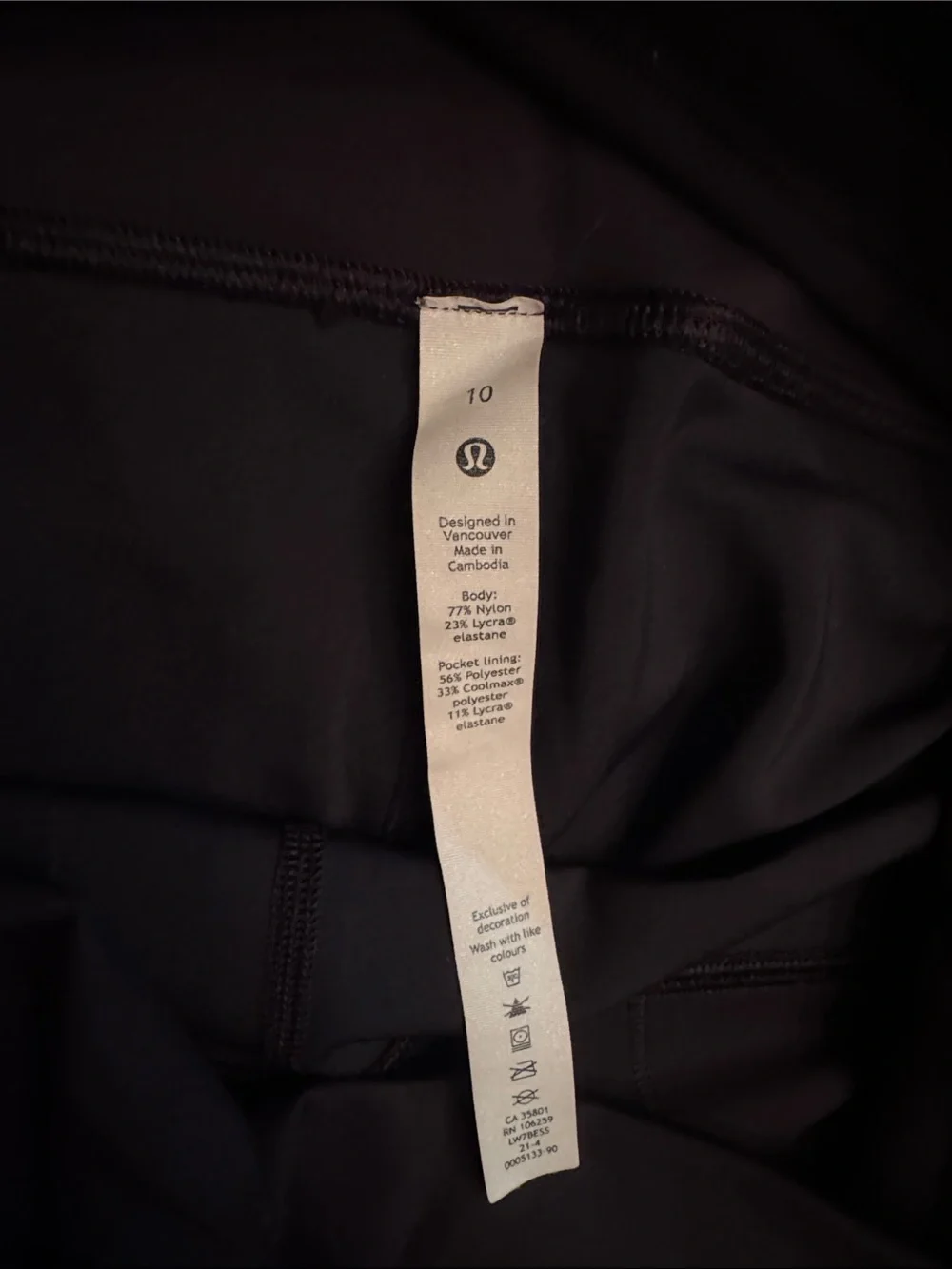 Lululemon High Waist Black Women's Active Bike  Shorts Size 10 Wunder Train
